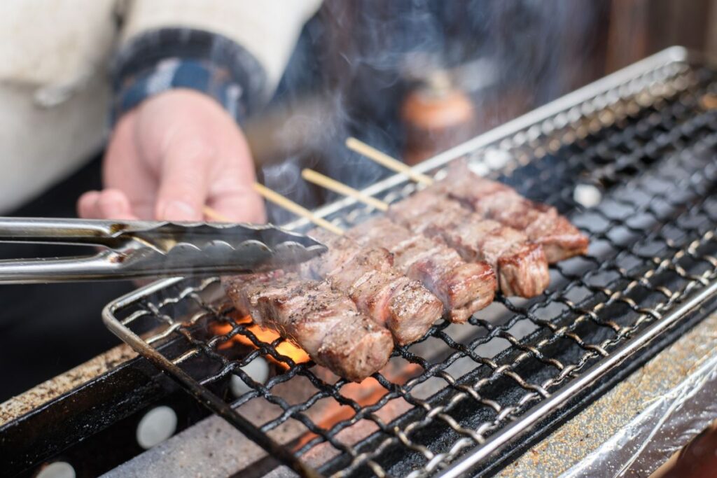 Hida beef skewers in Takayama