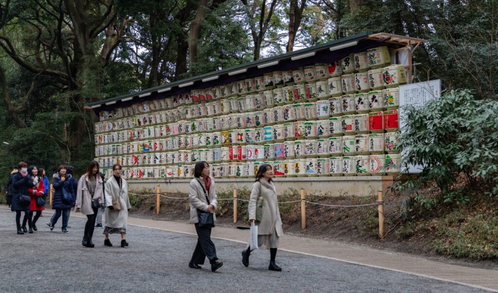 Sake Barrels At Meiji Jingu Shrine