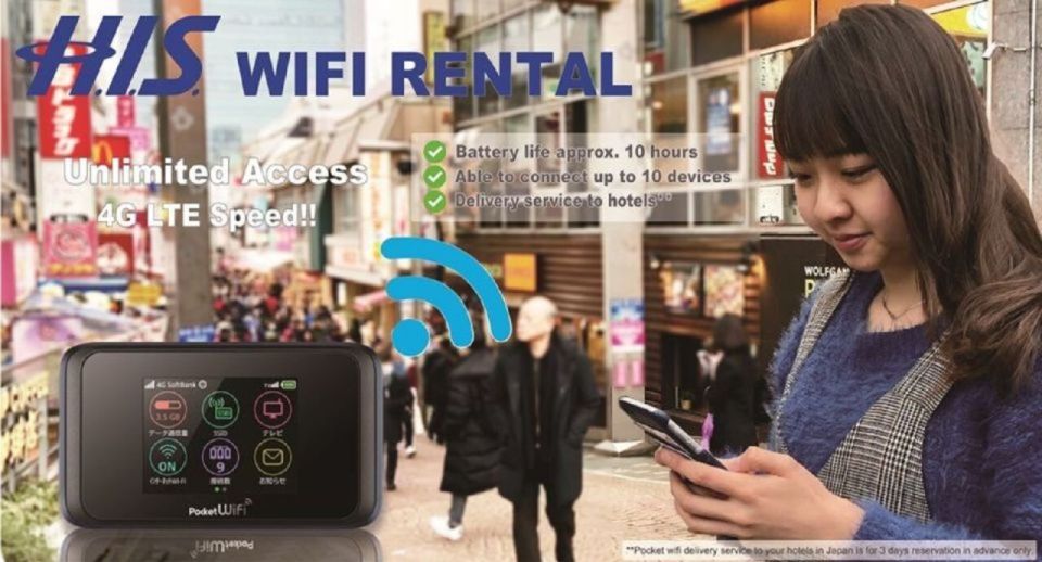 Japan: Unlimited Wifi Rental With Airport Post Office Pickup - Connect up to 10 Devices at Once